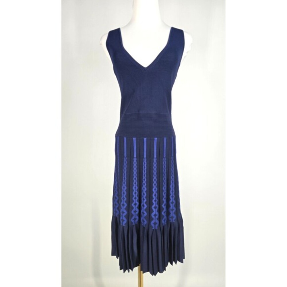 Ted Baker Heavy Navy Knit Dress Fit & Flair‎ TB 3 US 8/10 Stretchy
